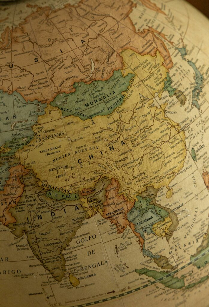 carte du territoire de la Chine et de son environnement régional.